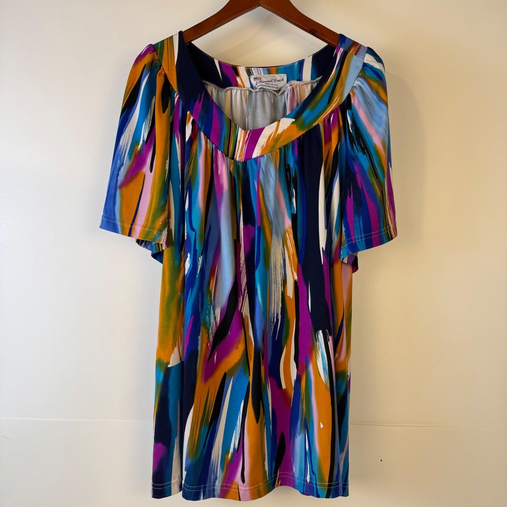 A Personal Touch Top Womens 4X Abstract Scoop Neck Blouse Art Casual US Made